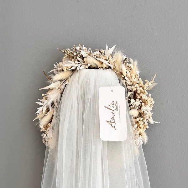 Dried flower hair piece Ivory hair comb Bridal Wedding Boho headpiece Rustic hair piece Wedding hair piece Bohemian hair piece Headpiece