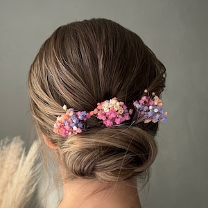 Light pink lilac Babys breath hair pins Gypsophila hair piece Dried flower hair accessory Pink floral headpiece Bridal Flower girl hair pins