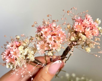 Light pink Babys breath hair pins Gypsophila hair piece Dried flower hair accessory Pink floral headpiece Bridal hair piece Boho bridesmaid