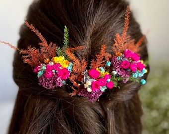 Fuchis wedding hair pins Autumn hair clip Bridal Wedding flower pins Bridal Bridesmail Rustic Boho Bridal Hair Clips Small Floral Hair Pins