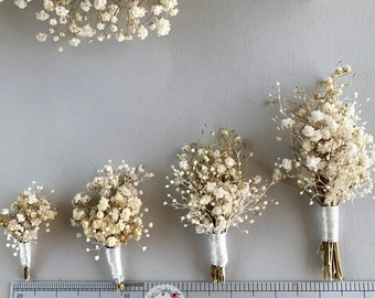 Dried Flower Gypsophila boutonniere Baby’s Breath Groom buttonole Ivory White mini bouquet Flower arrangements wedding Flower girl bouquet