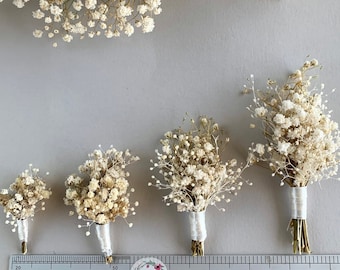 Dried Flower Gypsophila boutonniere Baby’s Breath Groom buttonole Ivory White mini bouquet Flower arrangements wedding Flower girl bouquet