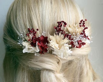 Autumn wedding Terracotta Fall hair Clips Bridal Wedding flower pins Bridal burnt hair accessories Bohemian flower hairpins Floral