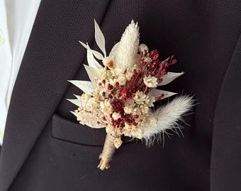 Burnt Orange wedding dried flower boutonniere Grooms buttonhole fall autumn rustic bouquet Fall boutoniere Samll favor bouquet Hair piece