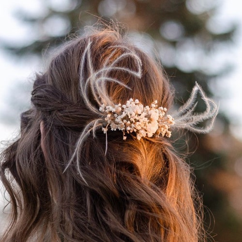 Babys Breath Hair Comb Gypsophila Hair Piece Dried Flower Hair Etsy