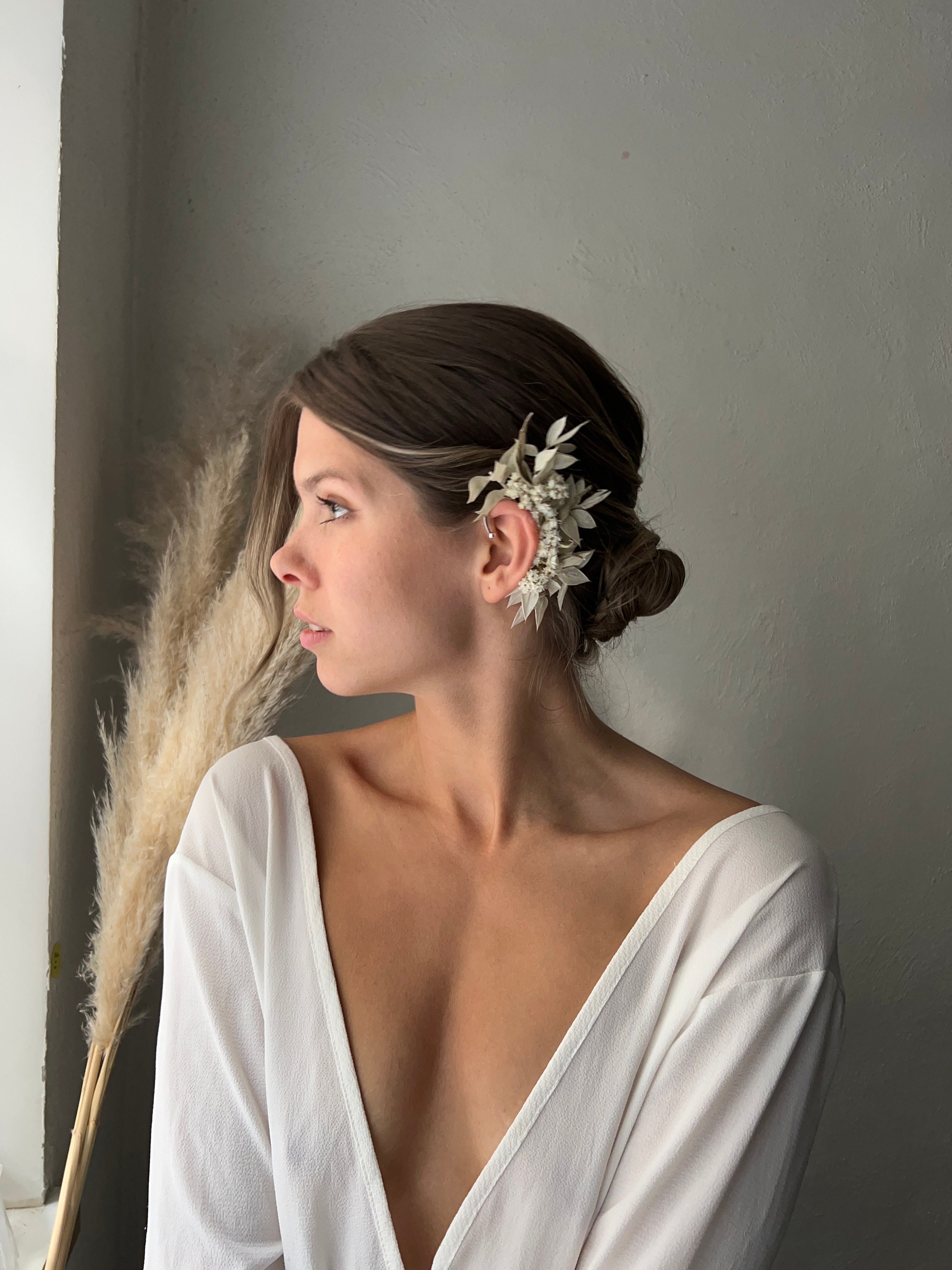 Flowers Ear Cuff Earrings Dried Flower Hair Pins Flower Ear
