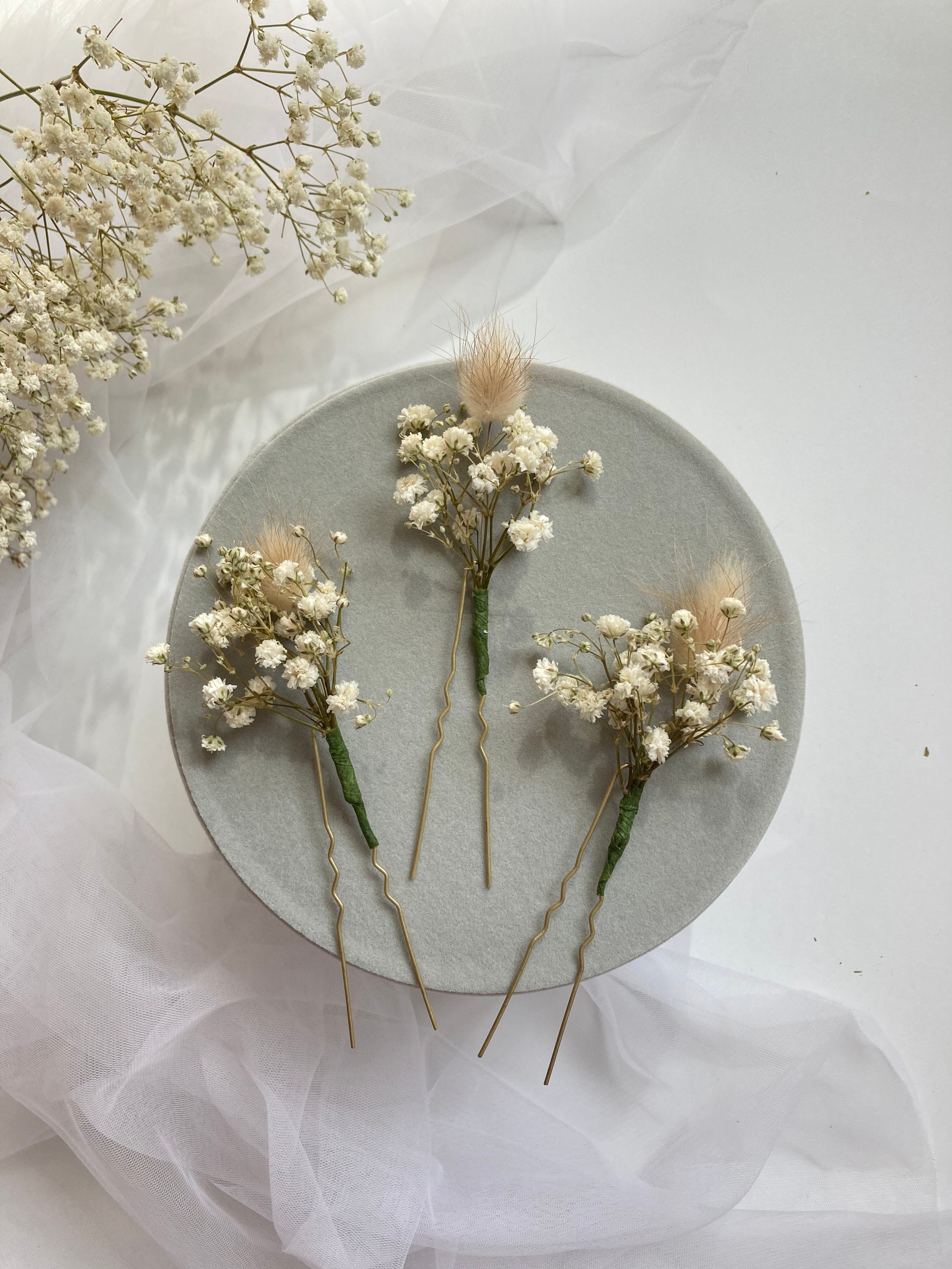 Babys Breath Hair Piece White Gypsophila Hair Piece Dried  display picture 1