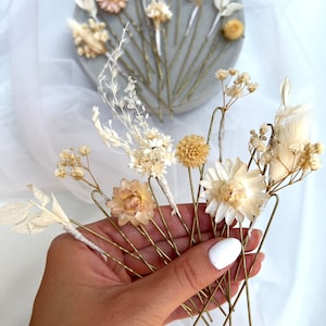 Épingle à cheveux Boho en gypsophile Épingles à cheveux de mariage blanc rustique ivoire Drued Clips de fleurs ensemble d'épingles bohèmes Ensemble d'épingles à cheveux de demoiselle d'honneur postiche bohème