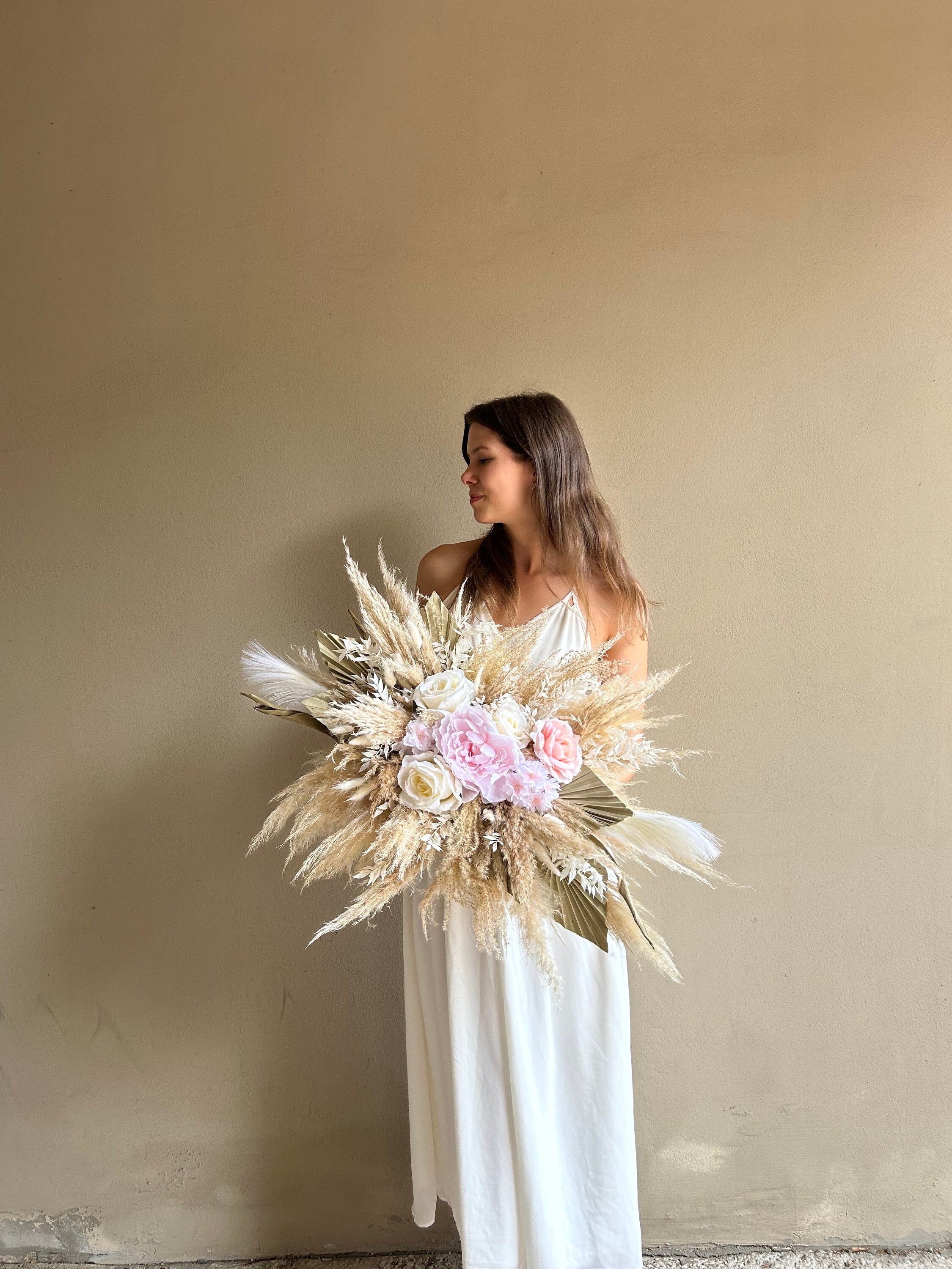 Dusty Pink Wedding Arch Arrangement Preserved Rose Pampas Grass Flower Arch  Beige Pink Boho Dried Bridal Arrangement Pink Wedding Archway