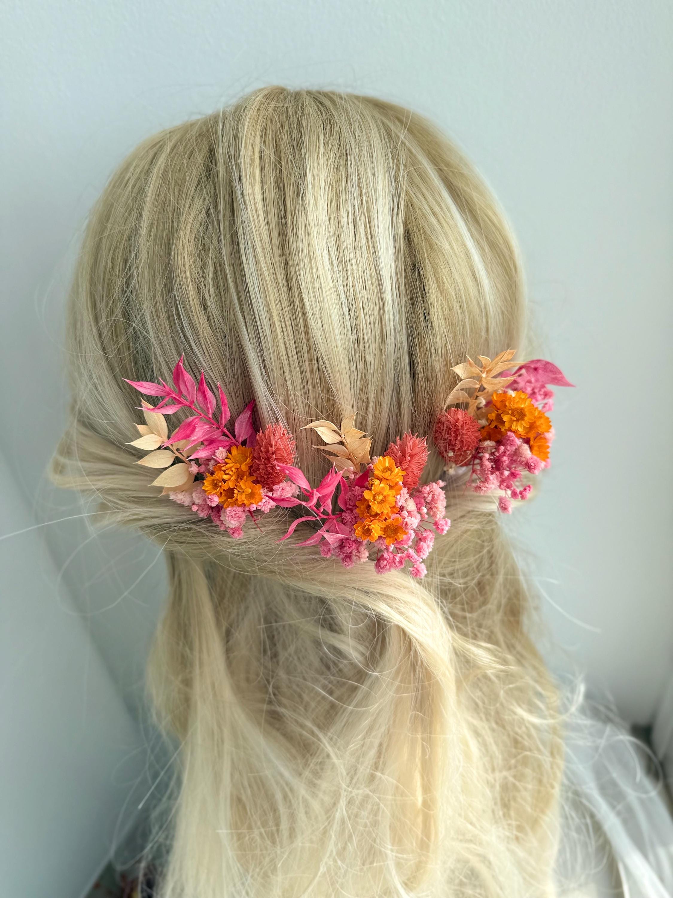 Necklace or belt floral Elegant Cream orange pink Hair Accessory Sale! Pink Flower Hair Accessory, Pearl Hair comb, Gold hair  main image 2