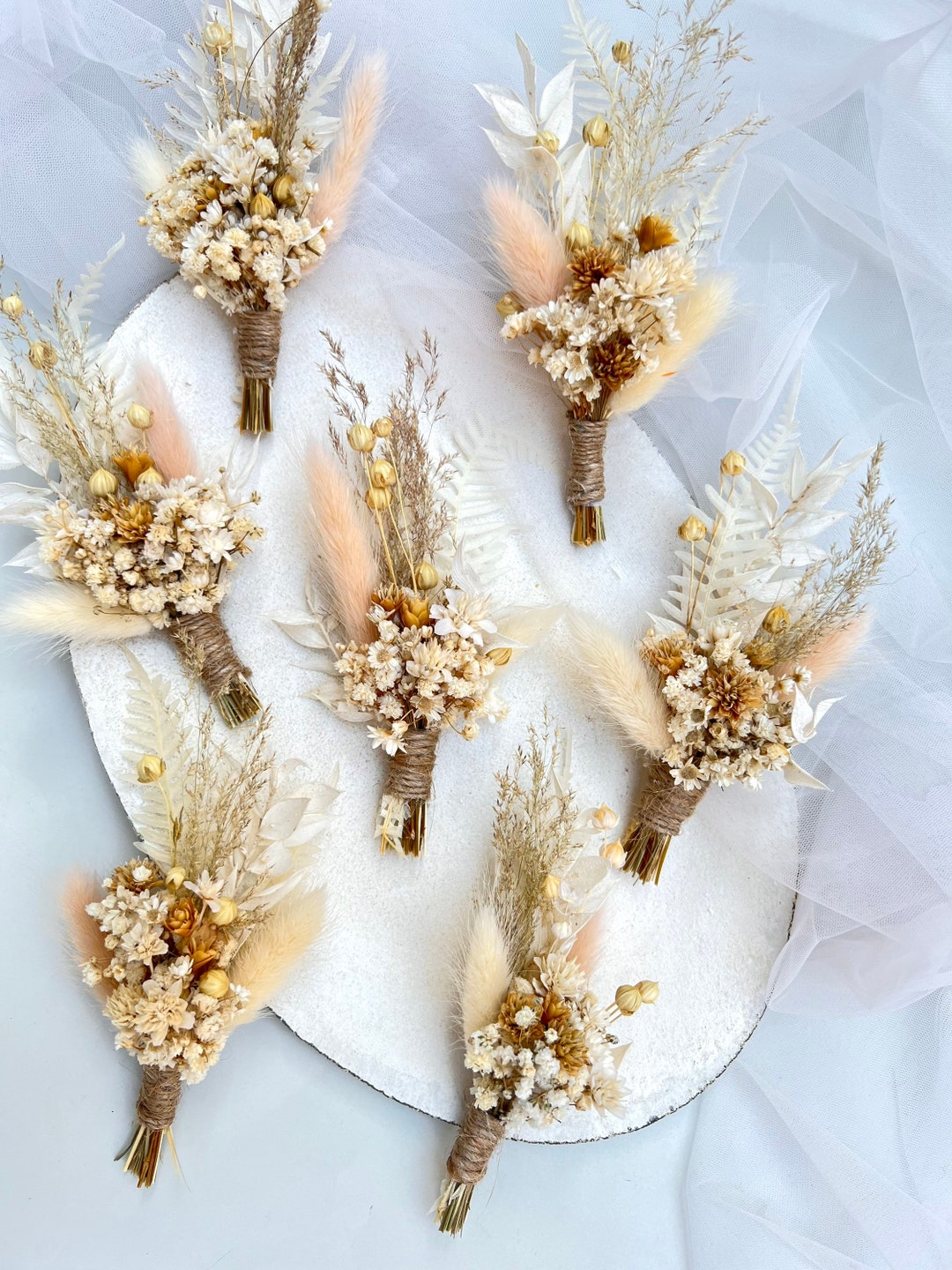 Pampas Grass Boutonniere Rustic Dried Flower Bouquet Flower Dry