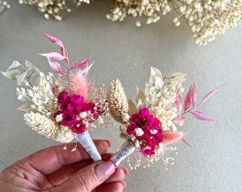 Pink boutonniere Light pink Boho wedding accessories pink real dry flower boutonnière Wedding guest gift Small flower bouquet Natural flower