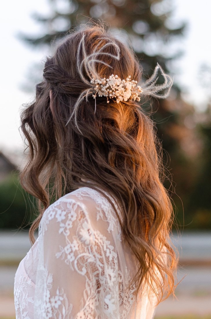 Babys Breath Hair Comb Gypsophila Hair Piece Dried Flower Hair Etsy