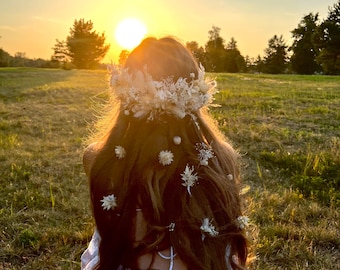 Dried flower hair piece Ivory hair comb Bridal Wedding Boho headpiece Rustic hair piece Wedding hair piece Bohemian hair piece Headpiece