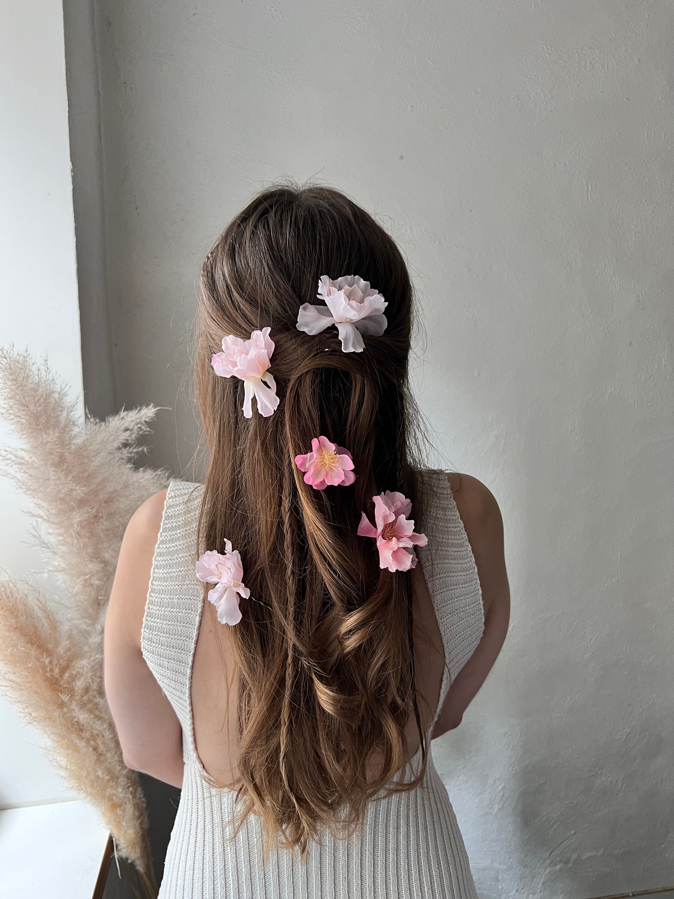 Sakura Flower Hair Pins Pink Flower Hair Pins Flower Girl  display picture 3