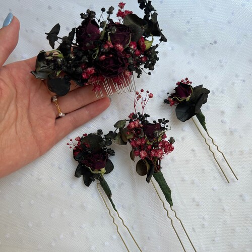 FRCOLOR Gothic Haarspangen Mit Blumen Und Spitze – 2 Stück, Handgemacht, Aus Edelstahl & Polyester, Für Halloween Und Cosplay