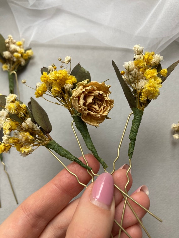 Babys Breath Yellow Hair Piece Gypsophila Hair Piece Dried  display picture 1