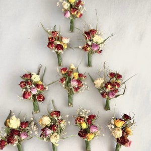 Small dried roses Dried roses bouquet Dried mini roses flower with stem Dry flowers burgundy