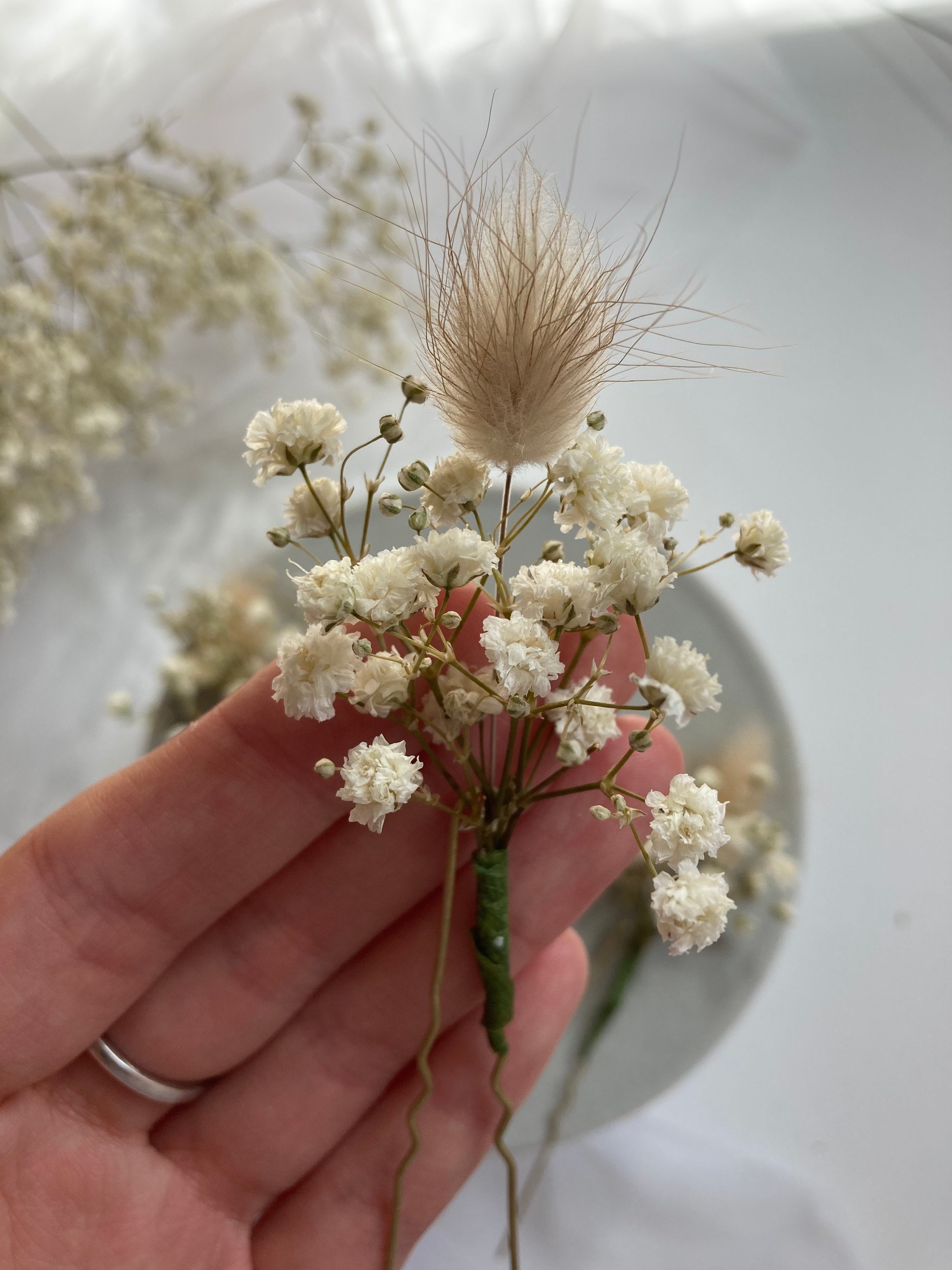 6 Stück Haarnadeln Schleierkraut - Hochzeitsaccessoires