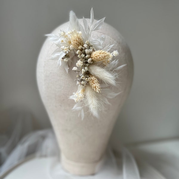Flowers Ear Cuff Earrings dried flower hair pins Flower Ear Climber White bridal earrings Wedding Ear wrap Leaf Bohemian bridal accessory
