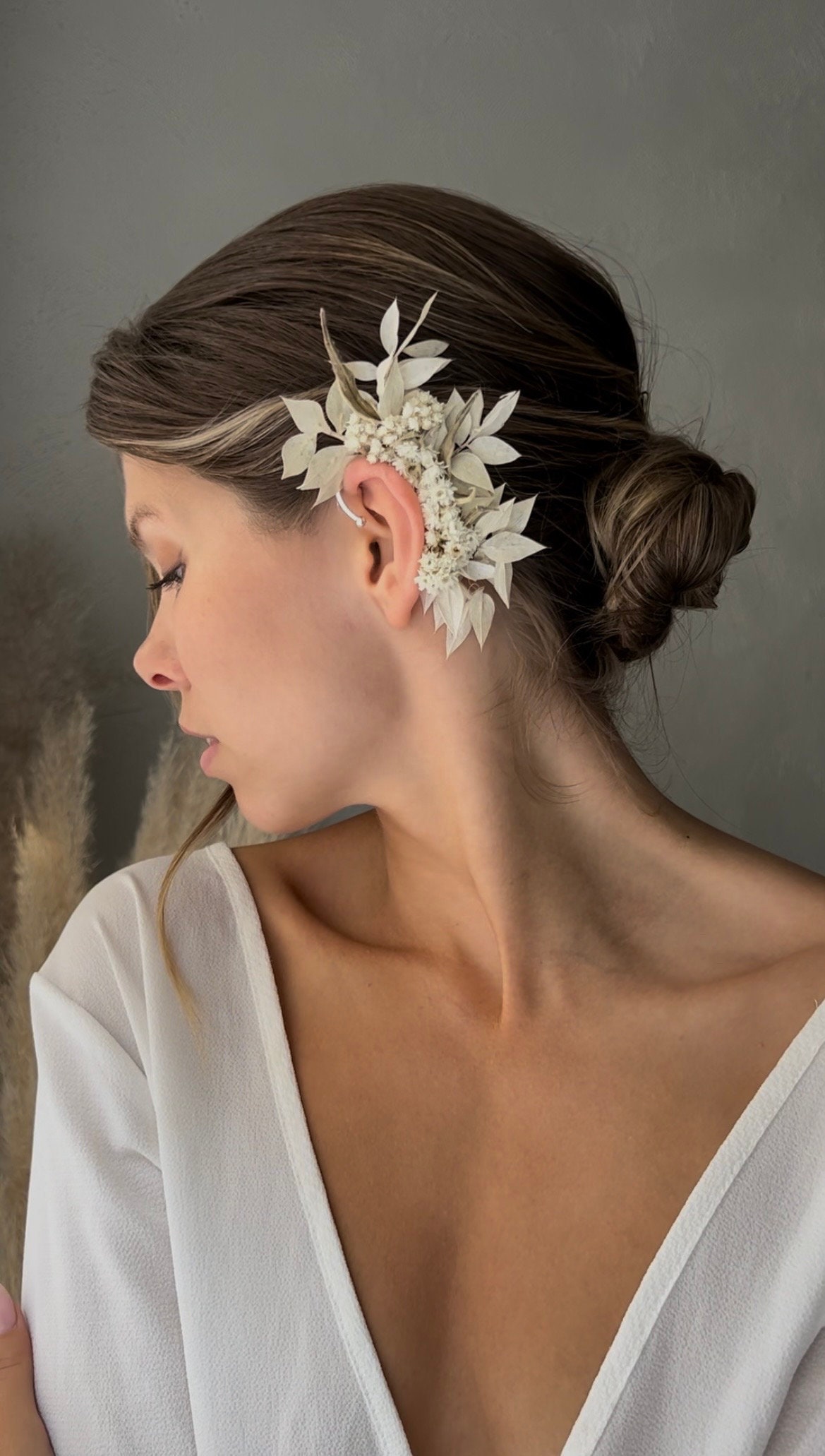 Flowers Ear Cuff Earrings Dried Flower Hair Pins Flower Ear