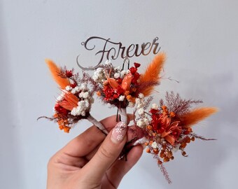 Burnt Orange Dried flower hair piece Terracotta  Forever wedding decor Terracotta Hair accessory HP wedding accessories Magic Hair accessory