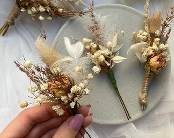Boho hair pins Dried flower bouquet Bohemien hair accessory Rustic floral headpiece Bridal hair piece Boho Boutanniere Dried flower decor