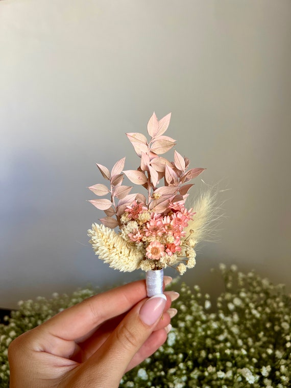 Flor rosa boutonniere Romántico Blush Rosa Boda Boutonniere Flores