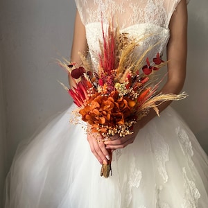 Terracotta Bridal bouquet Dried flower orange bouquet Bridal bouquet Terracotta wedding accessory Dried flower arrangements Bridesmaid boho