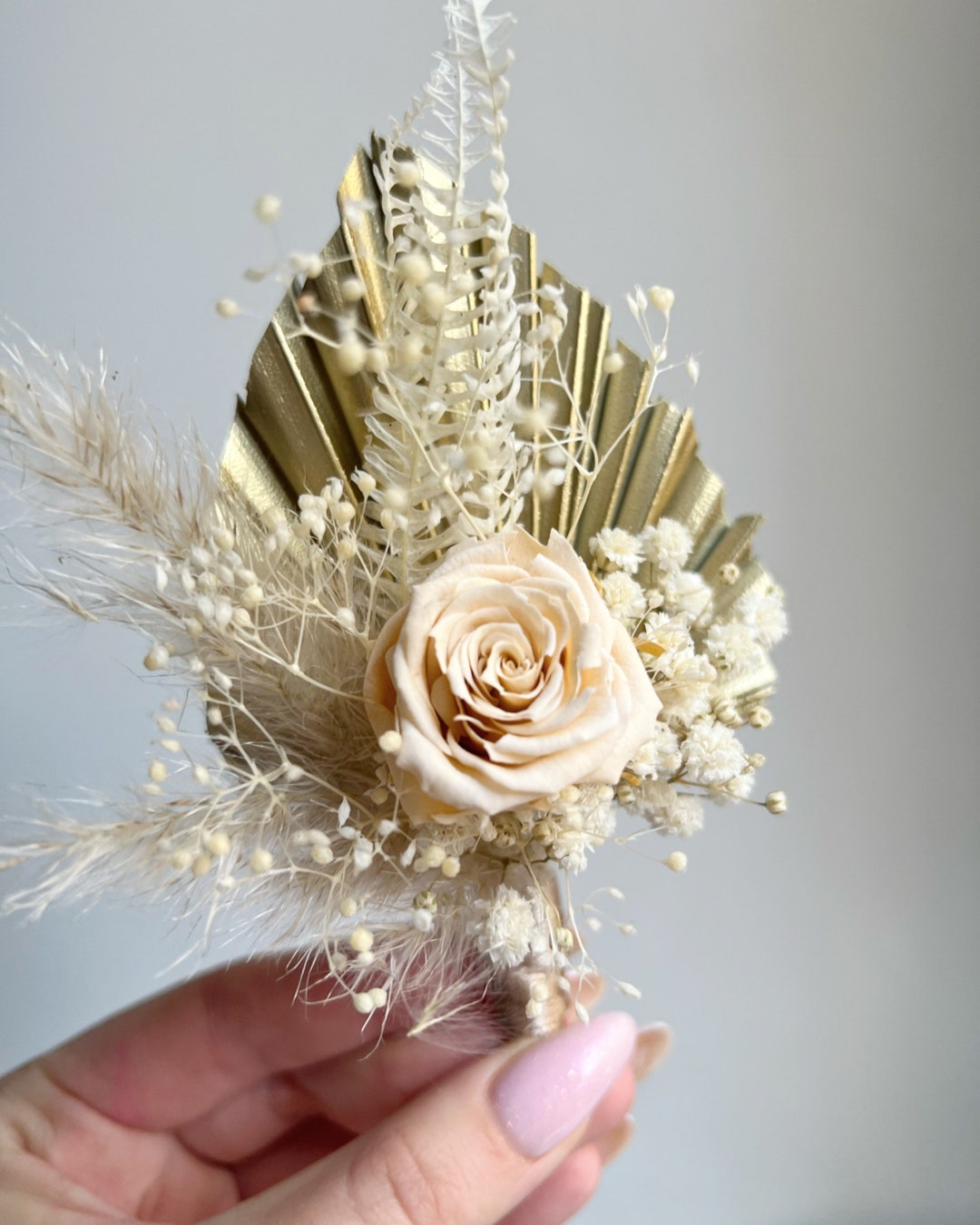 Pressed Flower Bouquet - Boutonniere Gold Frame – Midtown Bramble & Bloom