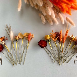 Dried flower hair pins Fall Autumn Wedding Flower hairpins Bridal hair pins for Fall Wedding Dried flower Boho Gypsophila hair piece