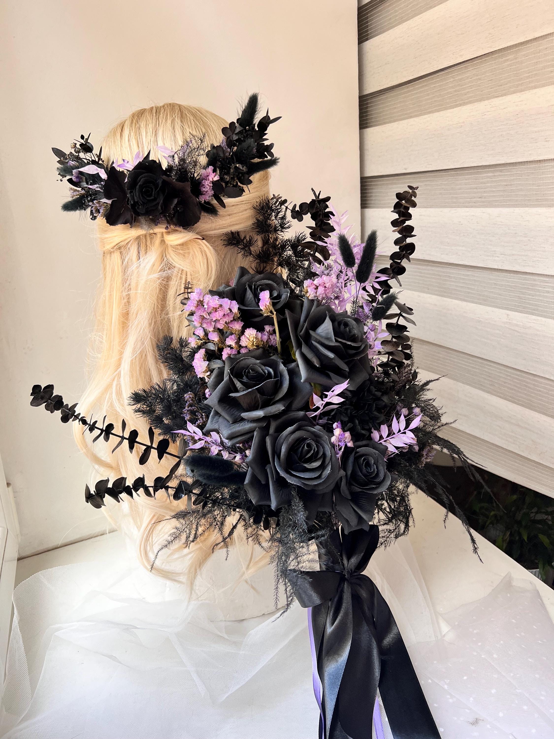 ハロウィンウェディングブーケ ドライフラワーブーケ ゴシック