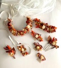 Terracotta Bridal autumn accessory Set Dried flower crown Burgundy wreath Wedding floral Hair pins Fall Comb Burnt Orange Clips Bridesmaid product logo