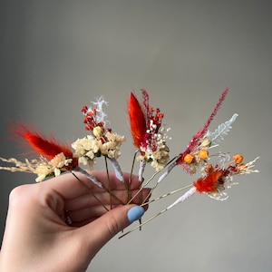 Autumn wedding Terracotta ivory Fall hair piece Bridal Wedding flower pins Bridal burnt hair accessories Orange Natural flower hairpins Boho