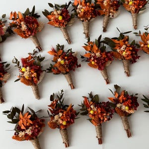 Terracotta Bridal autumn accessory Dried flower buttonhole Orange floral boutonniere boho Hair piece Fall autumn hair clips Eucalyptus