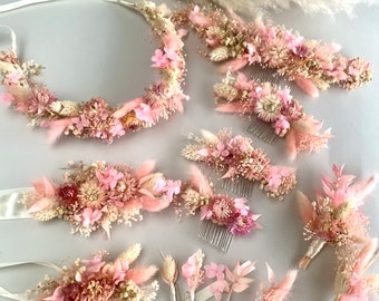 Gypsophila hair pin  Dried flower crown Flower hair wreath Wedding floral Hair pins for bride Light pink hair pins Dried flower comb Boho