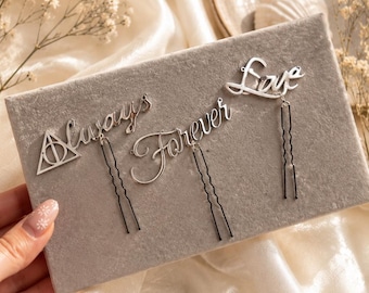 Bridal Hair pins Forever wedding decor Magical Always Hair accessory letter Accessoeies Bridal love jewelry Bohemian Hair clips Silver