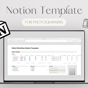 Notion Template for Photographers | Client Tracker & CRM | Project Planner for Photo Business | Digital Download