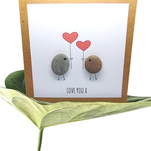 Tarjeta con diseño de guijarros "Te amo, pájaros"