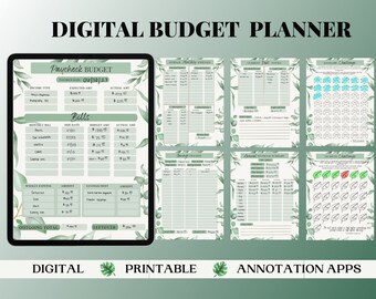 Digital Budget Planner, Paycheck Budget, Financial Planner, Printable Planner