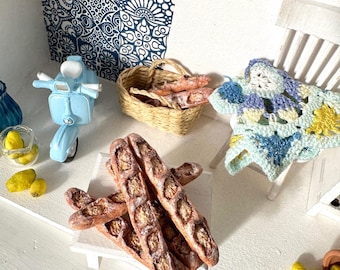 Handcrafted Miniature Baguette, Realistic Dollhouse Food (1/12 Scale)