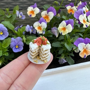 Miniatur Kuchen | Mini Futter | Puppenstube Essen | Miniatur Kuchen mit Erdbeeren