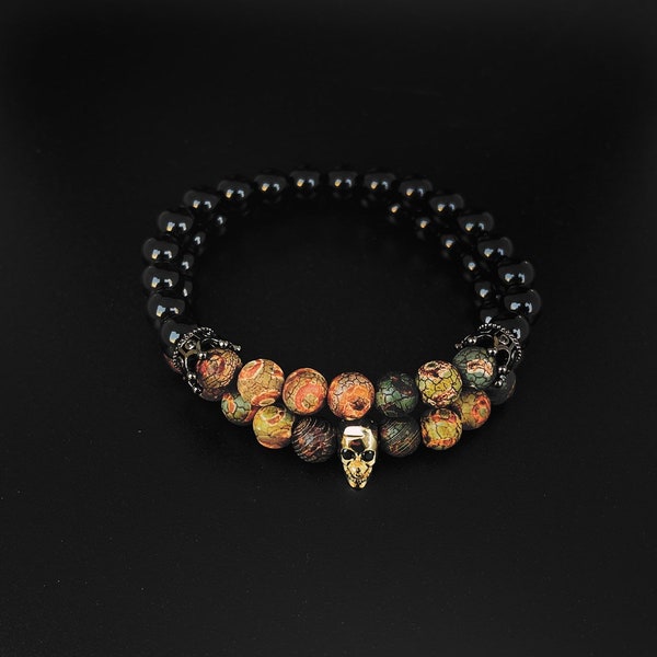 NAIROBI SET || Skull beaded Bracelet || 8mm