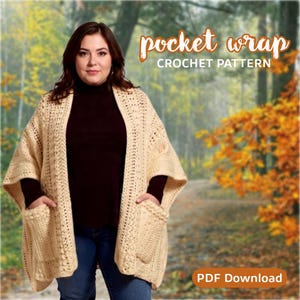 Crochet Pocket Wrap Pattern: Intermediate DIY Shawl (PDF)
