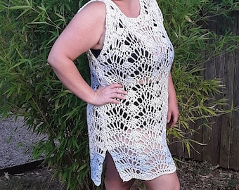 Lace Dress, Bikini Swimwear Cover Up, Crochet Pattern, Crochet Lace, Crochet Dress, Beach Tunic, One Size, Easy Crochet for Beginners, PDF