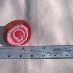 Felt Flower Hair Band: Red & Pink Wool Blossom