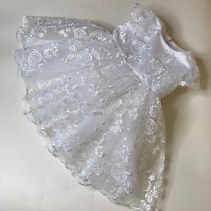 Ivory Lace Christening Gown: Baby Girl Baptism Dress