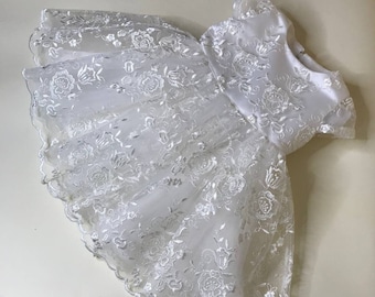 Ivory Lace Christening Gown: Baby Girl Baptism Dress