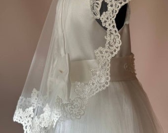 Lace Communion Veil: First Communion Mantilla,