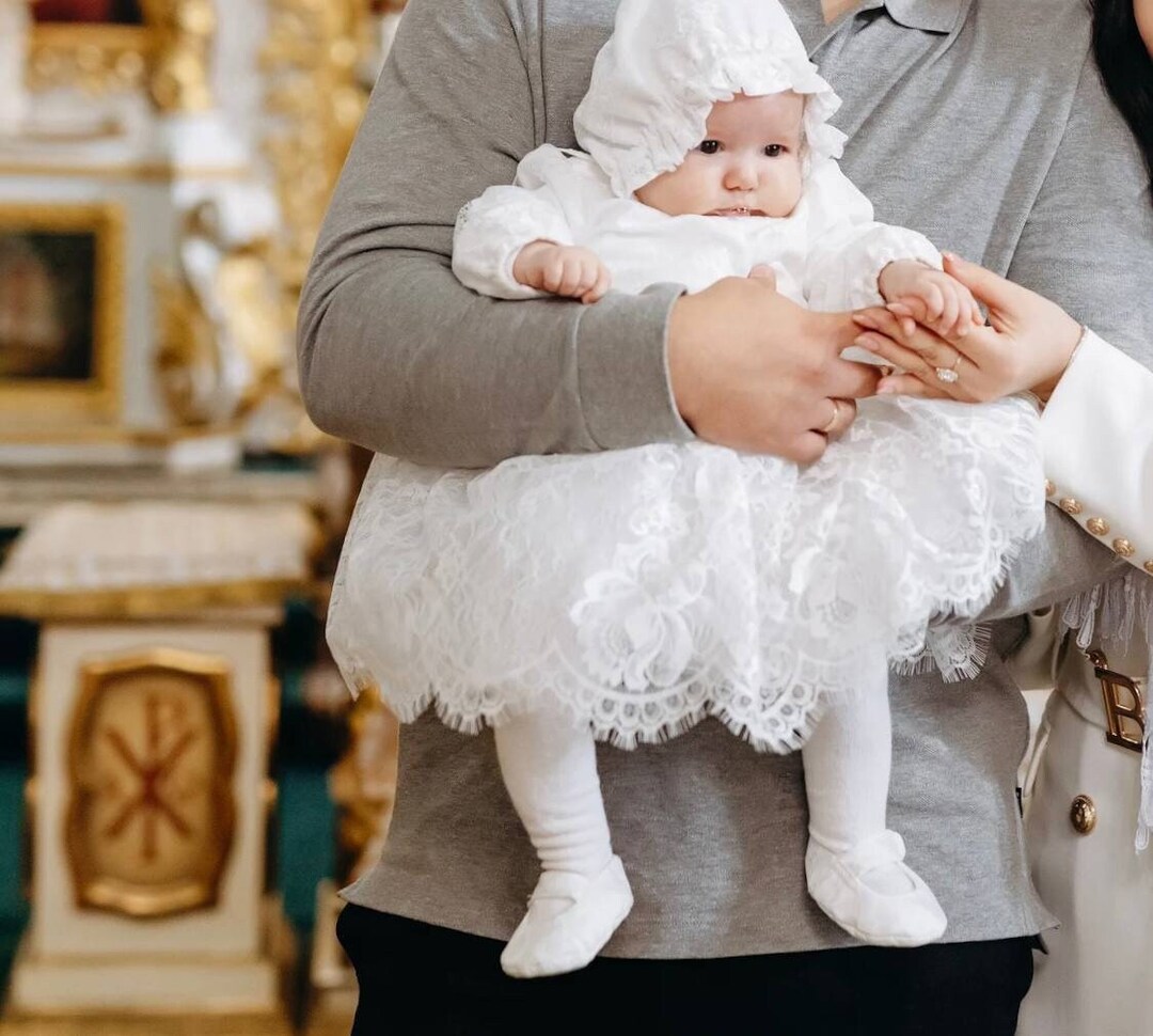 long sleeve lace baptism dress long sleeve lace baptism dress Baby Girl Christening Gown Star Lace with Bonnet